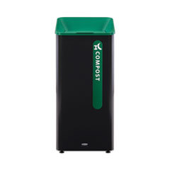 Recycling Container: 23 gal, Square, Black & Green